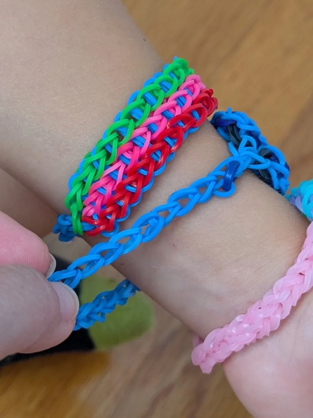 (3) Handmade Rainbow Loom Bracelets, Starburst, Triple Single & Geometric